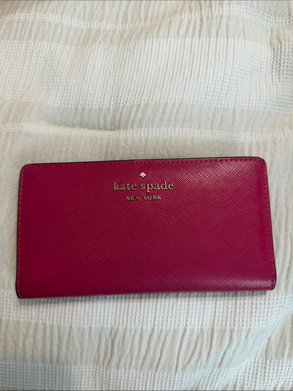 kate spade hot pink leather compact wallet